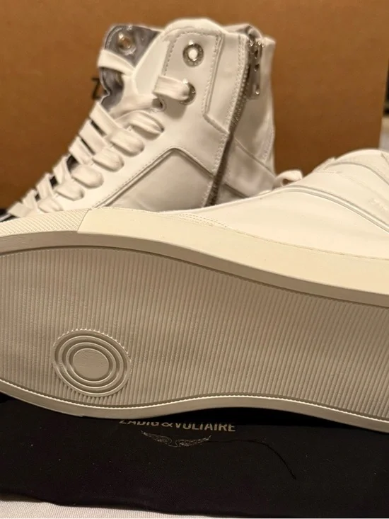 Zadig & Voltaire Off-White Leather High-Top Sneakers - Picture 4 of 9